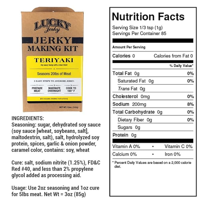 Lucky Jerky DIY Jerky Seasoning and Cure Kit 4 Pack - Original, Red Pepper, Teriyaki, Peppered