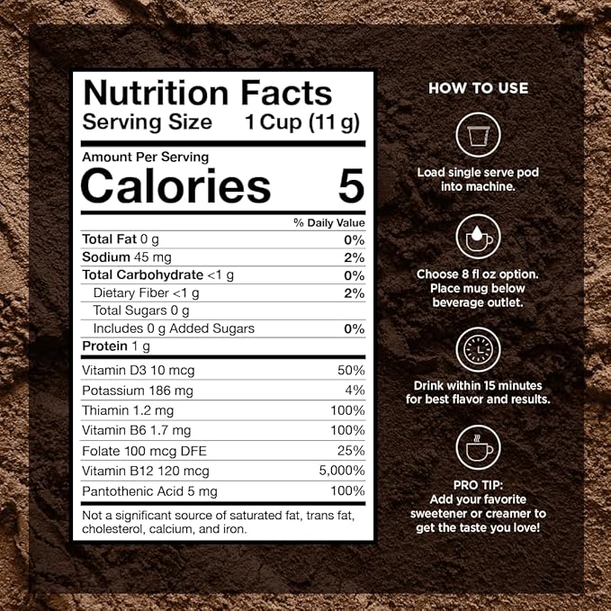 VitaCup Focus Mushroom Coffee Pods, Vanilla Flavored Coffee with Chaga, Lion’s Mane, Vitamins