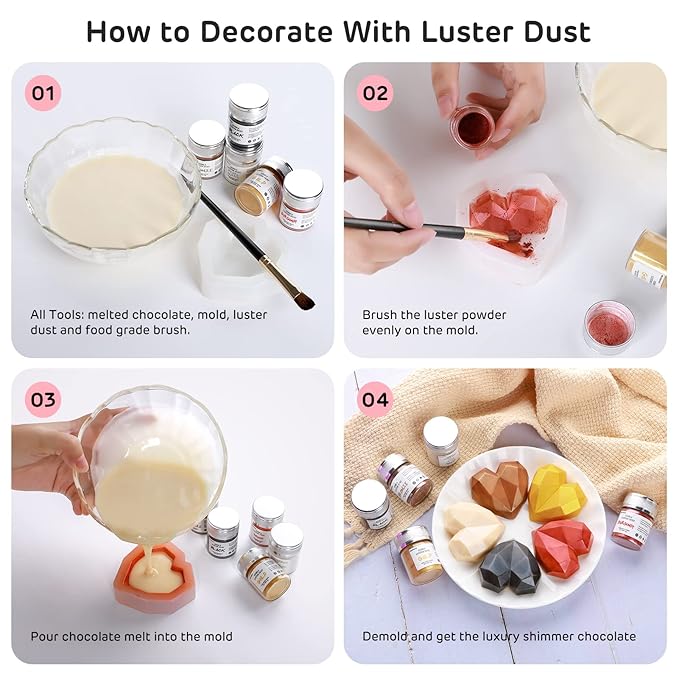 Nomeca Edible Luster Dust, 8 Grams Food Grade Shimmer Gold Cake Dust Metallic Food Coloring Powder