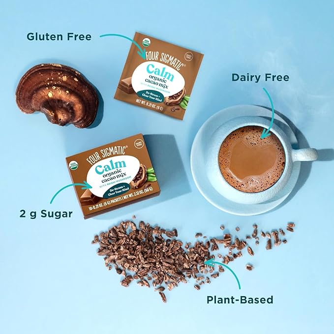 Four Sigmatic Calm Mushroom Cacao Mix | Organic Instant Cacao with Organic Reishi Mushroom Powder |