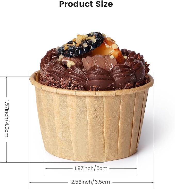 Nax Caki Parchment Brown Cupcake Liners 100pcs Standard Size, Muffin Baking Wrapping Packaging