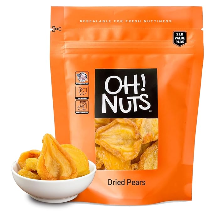 Oh! Nuts Dried Pears California - Sliced Pears - 2 lb - Dehydrated California Pears - Dried Pears