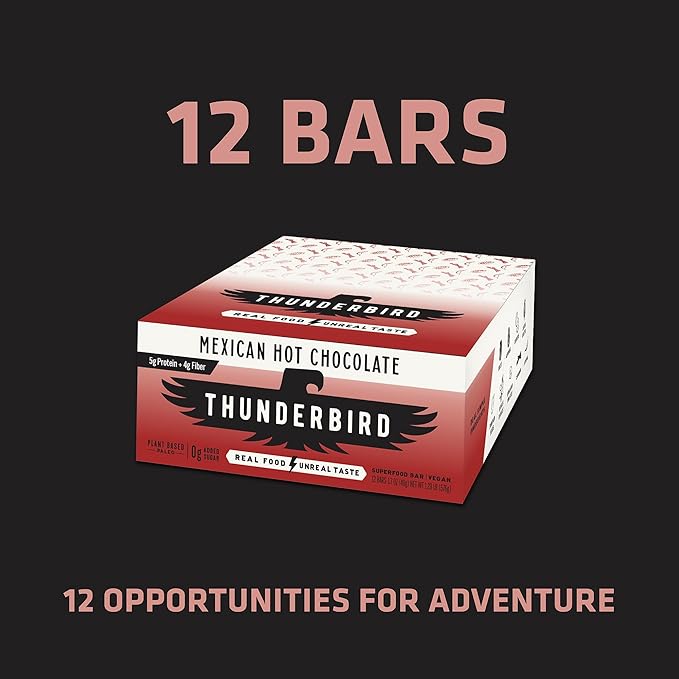 Thunderbird Bars Energy Snack, Gluten-Free with Protein, Healthy Real Food, Vegan Paleo Non-GMO, No