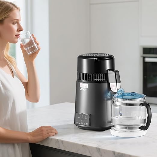 VEVOR Water Distiller, 4L 1.1 Gallon Pure Water Purifier Filter for Home Table Countertop, 750W