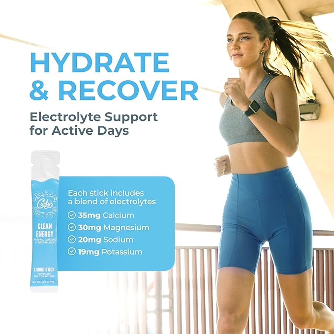 Curly's Clean Energy Caffeine & Electrolyte Sticks - Energize Your Favorite Drink - Keto, Paleo &