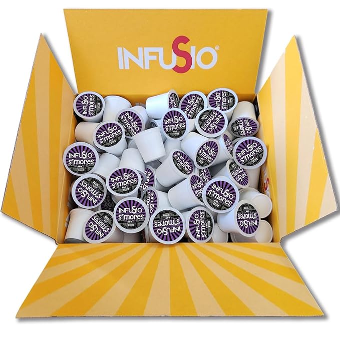 InfuSio Coffee Pods 96 Count S'mores Medium Roast Flavored Single Serve Coffee Pods for Keurig K
