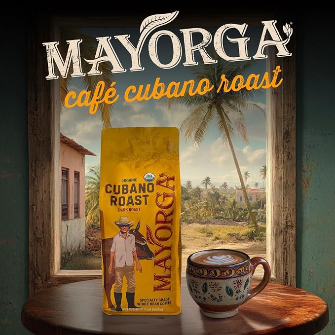 Mayorga Organic Coffee 2lb Cafe Cubano Roast - Dark Roast Whole Bean Specialty Grade Coffee, 100%