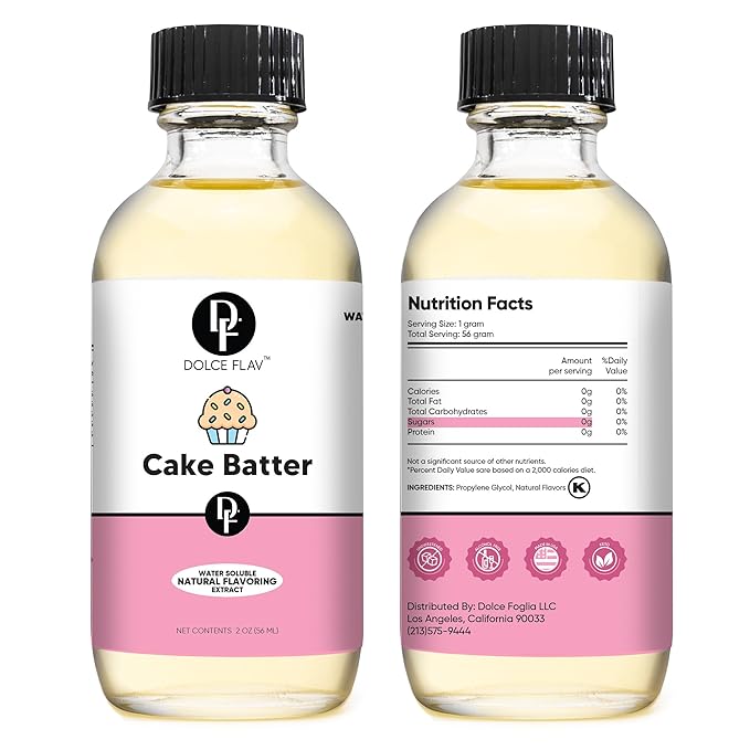 Dolce Flav Natural Cake Batter Extract ??2 Ounce Water-Soluble Kosher, Sugar-Free, Concentrated