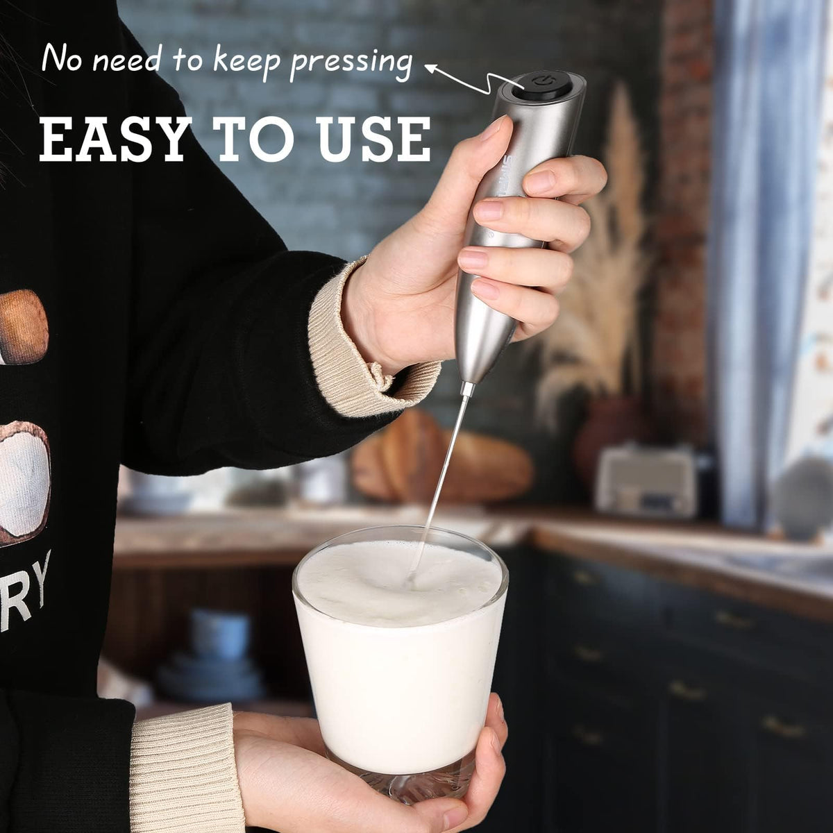 SIMPLETASTE Milk Frother Handheld Electric Foam Maker Battery Operated