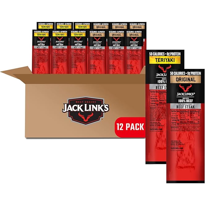 Jack Link's Beef Steak, Original and Teriyaki - Protein Snacks, Meat Snack, Good Source of Protein