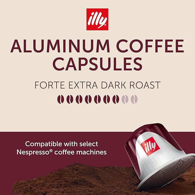 illy Aluminum Espresso Capsules - Compatible with Nespresso Machines - Intenso Bold Roast Coffee