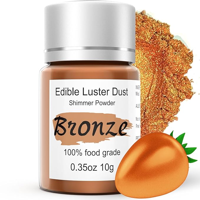 Bronze Luster Dust Edible Glitter for Cakes Cocktails ??10g Colaele Edible Shimmering Dust for