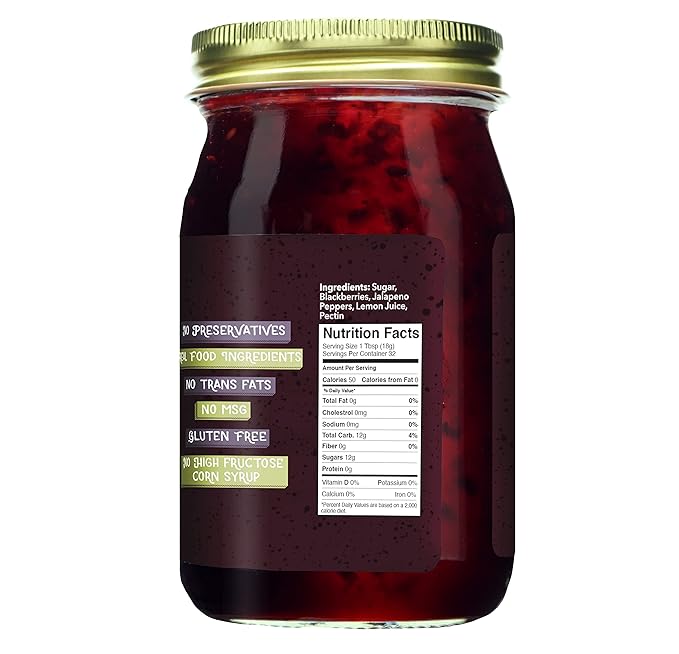 Green Jay Gourmet Blackberry Jalapeño Jam - All-Natural Blackberry Jam with Fresh Blackberries