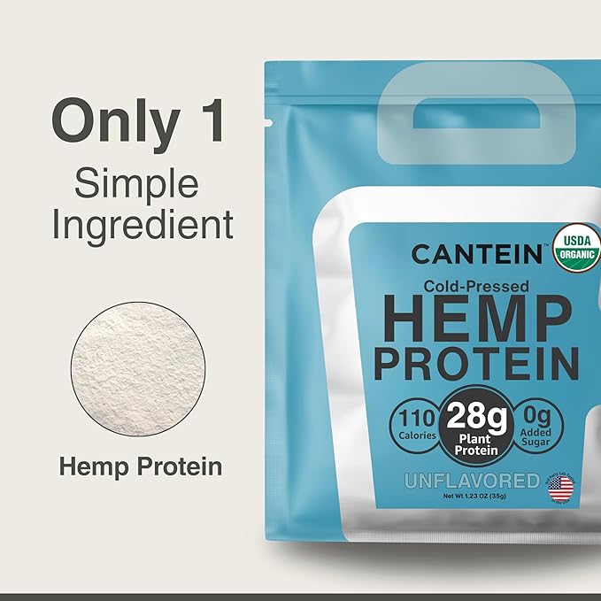 Organic Hemp Protein Powder, Plant Based and Vegan Protein Shake, Lactose and Dairy Free, Gluten