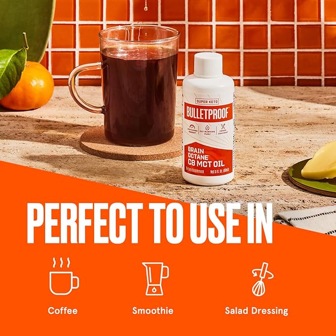 Bulletproof Brain Octane C8 MCT Oil Travel Size, 3 Ounces, Keto Supplement for Sustained Energy and