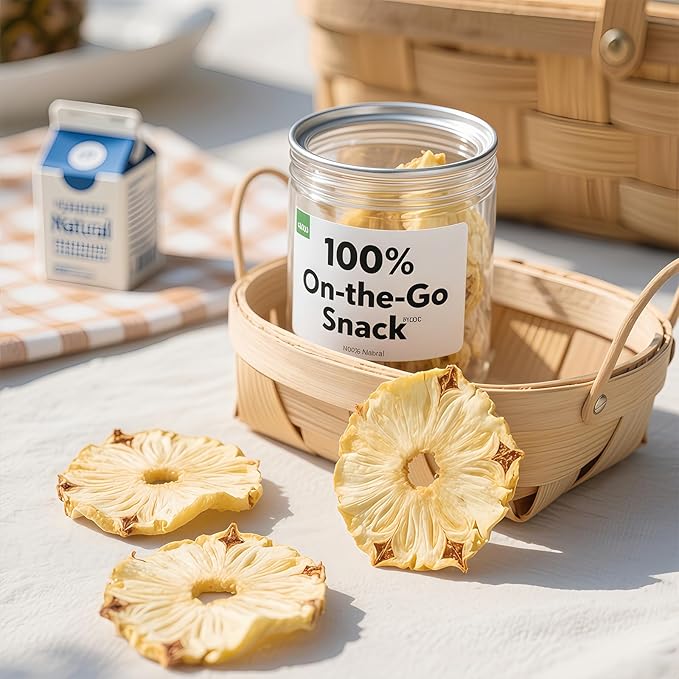 Crunchy Freeze-Dried Pineapple Slices 2oz (60g) - 100% Tropical Snack, No Sugar Added | For