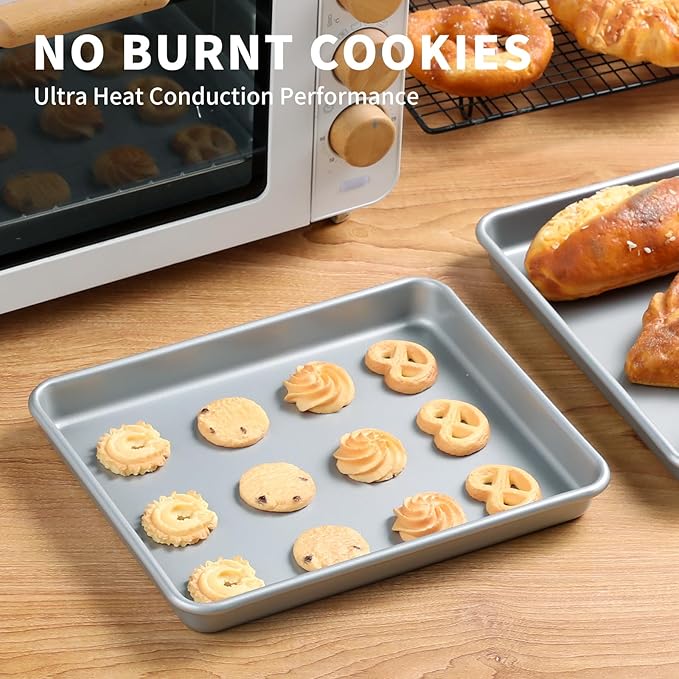 3-Piece Nonstick Baking Pans Set of 3 - Nonstick Rectangle Sheet Cake Pans, 13/11/9 Inch Metal Oven