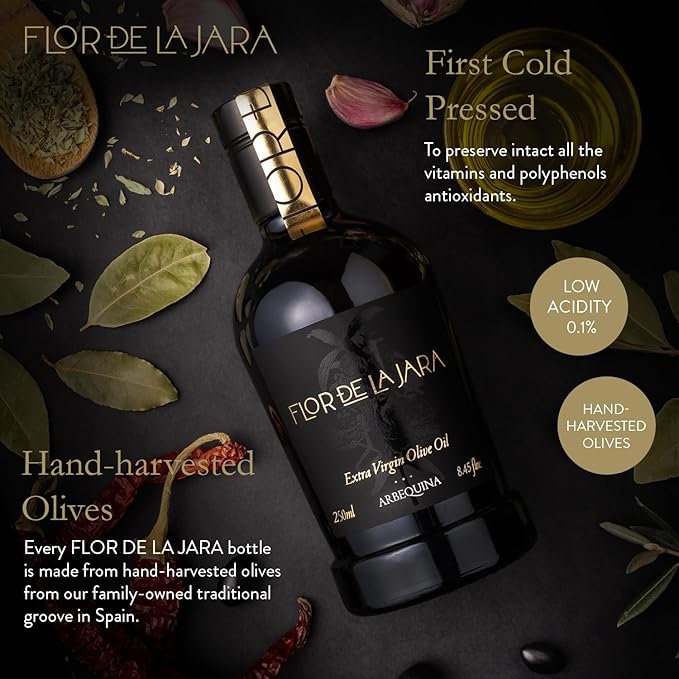 FLOR DE LA JARA Premium Extra Virgin Olive Oil from Spain, First Cold Pressed, Monovarietal