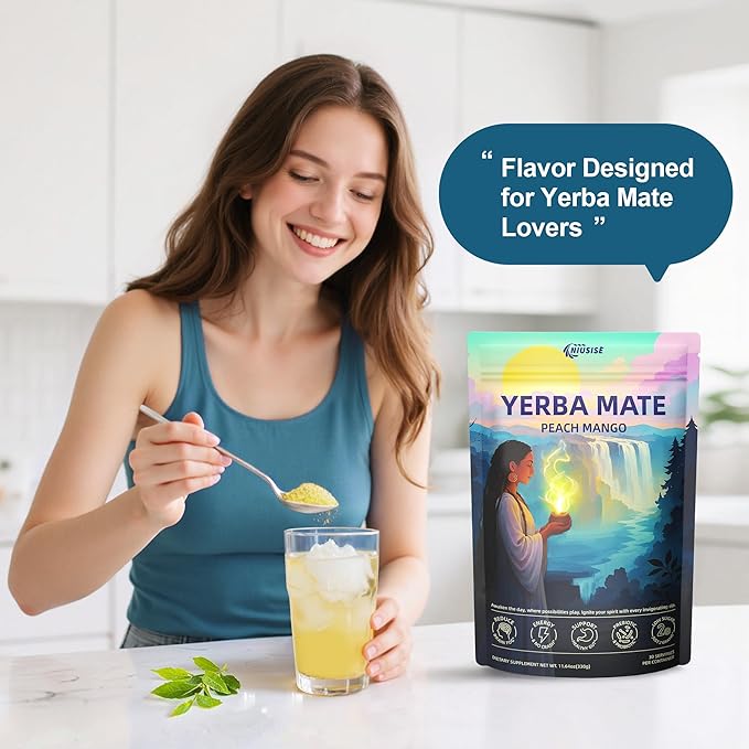 Yerba Mate Instant Tea Powder, Super Yerba MateTea for Natural Energy & Gut Health, Reduce Brain