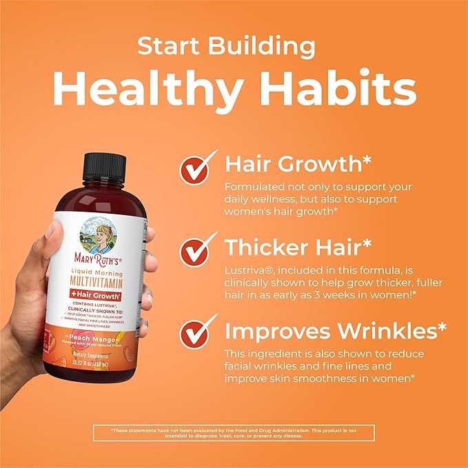 MaryRuth's Liquid Multivitamin + Hair Growth | Biotin 10000mcg | Lustriva Hair Growth Supplement |