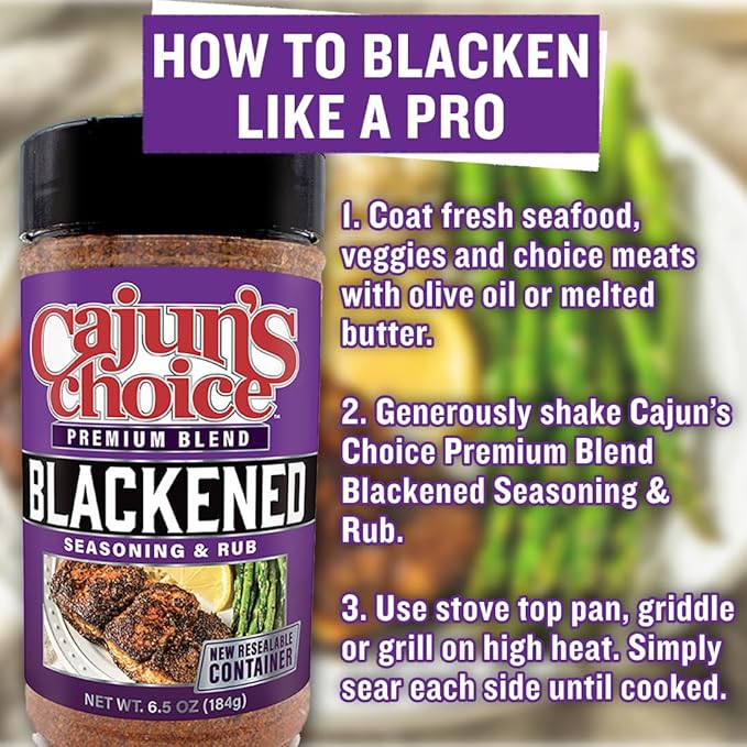 Cajun Choice Blackened Seasoning 6.5 OZ (Pack of 3) - Use for Grilling or Cooking Fish, Chicken