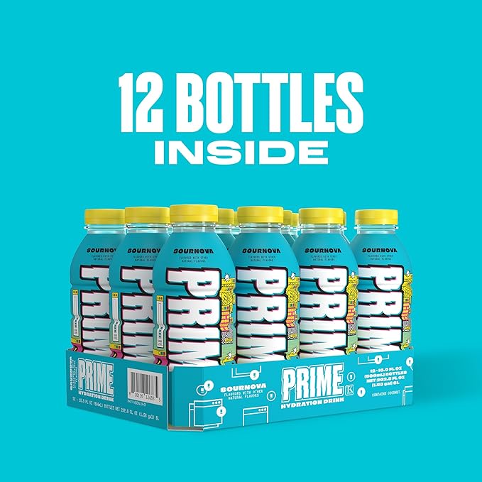 PRIME Hydration SOURNOVA, Sports Drinks, Electrolyte Enhanced for Replenishing Fluids, 250mg BCAAs