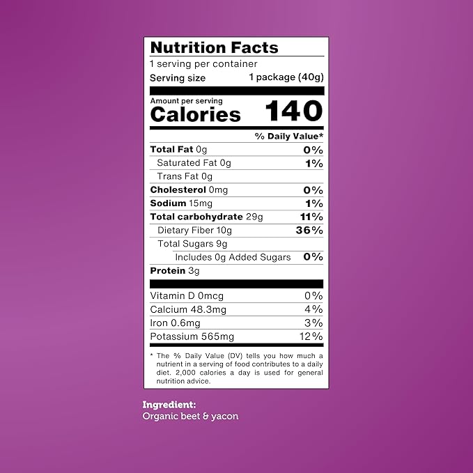 Good Chips Beet & Yacon - Crispy, Baked, No Oil, No Added Salt - Organic, High Fiber, Prebiotic