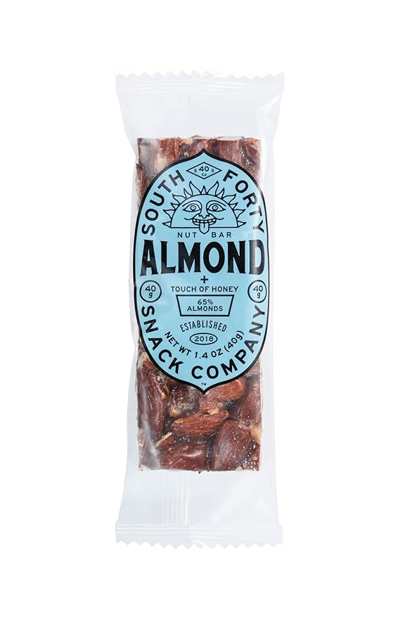 South 40 Snacks Almond Bar, Extra Crunchy Nut Snack Bar, Simple Ingredients, Honey and Sugar
