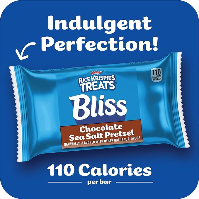 Rice Krispies Treats Bliss Crispy Marshmallow Squares, Snack Bars, Chocolate Sea Salt Pretzel (6
