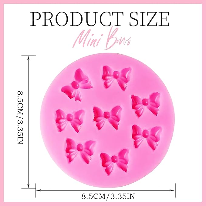 Bow Fondant Molds, AIMEIKI 2 Pack Mini Bows Silicone Fondant Molds Bowknot Candy Chocolate Mold for