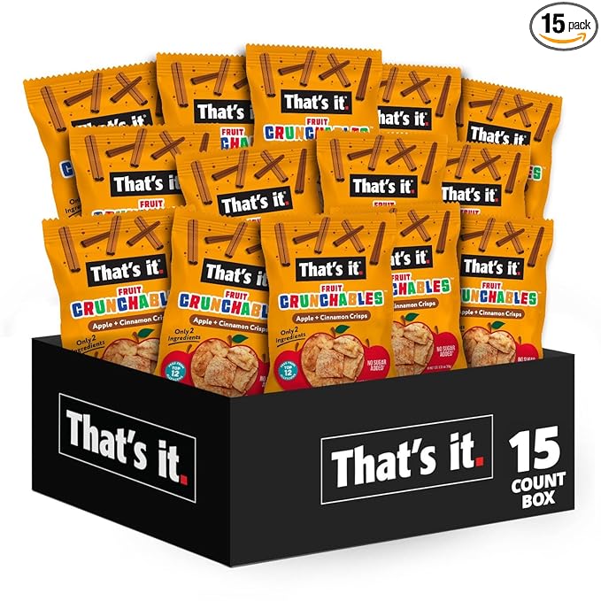 That?셲 it. Fruit Crunchables Apple + Cinnamon Crisps, 15-Pack ??100% Plant-Based Fruit Snacks for