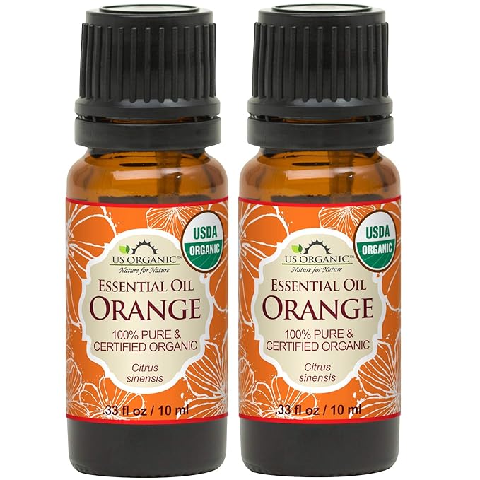 US Organic 100% Pure Sweet Orange Essential Oil - USDA Certified Organic - 10 ml Pack of 2