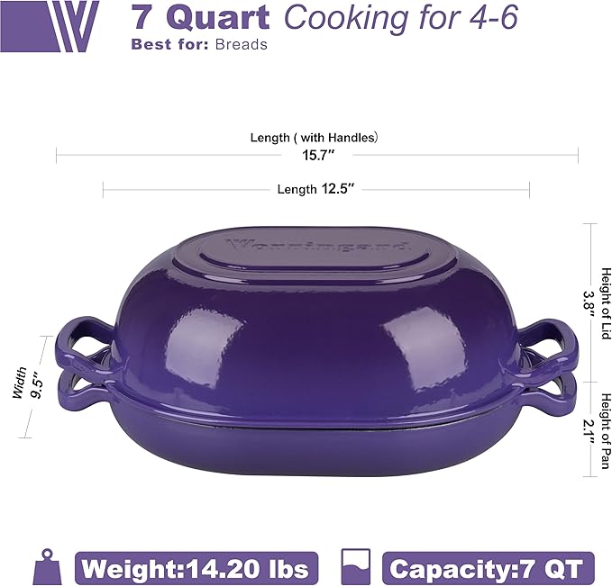 Enameled Cast Iron Sourdough Bread Oven, Dutch Oven, Loaf Cast Iron Bread Pan for Homemade Bread