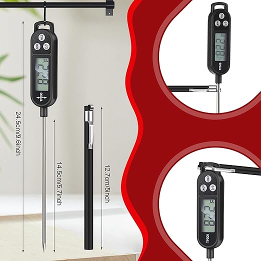 12 Pcs Meat Food Thermometer Food with Probe Water Liquid Instant Read Digital Thermometer Kitchen