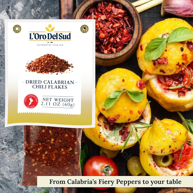 Dried Calabrian Chili Flakes, 2.11 oz (60 g), Crushed Hot Chili Peppers, Non-GMO, Calabrian Chili