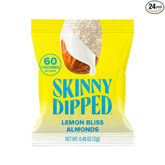 SkinnyDipped Lemon Bliss Almonds, Mini Snack Packs, Chocolate Covered Almonds, Low Sugar, Gluten