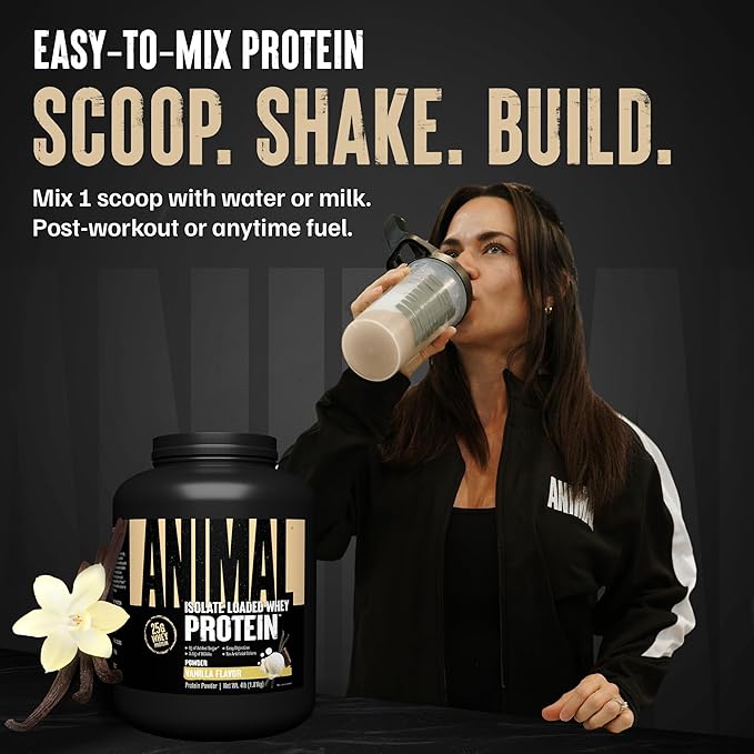 Animal Whey Isolate Protein Powder - Loaded for Pre & Post Workout Muscle Builder and Recovery with