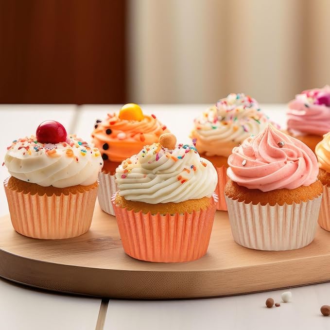 Whaline 600Pcs Terracotta Cupcake Liners Fall Color Orange Baking Cups Gradient Color Cupcake