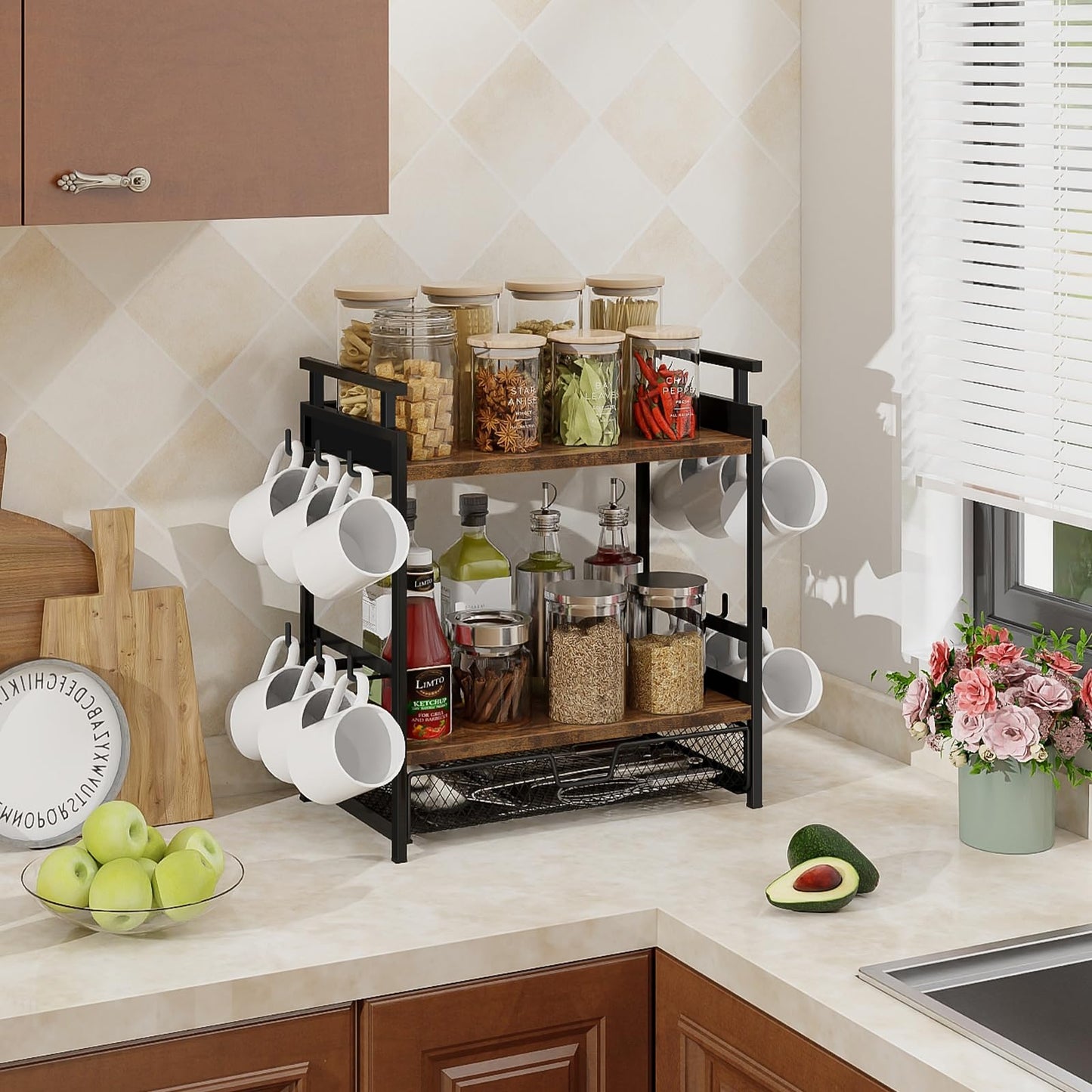 BCOZLUX Coffee Bar Organizer for Countertop, Coffee Station Organizer