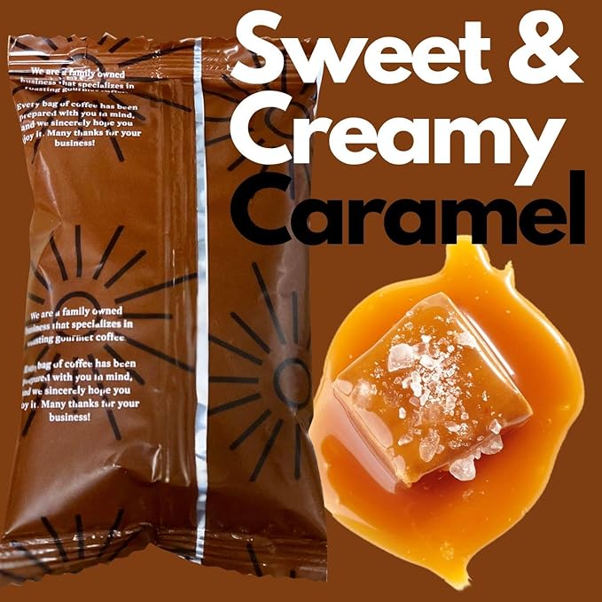Sarasota Coffee Ground Packets | Gourmet Flavored Medium Roast Bulk Coffee Packs | Salted Caramel |