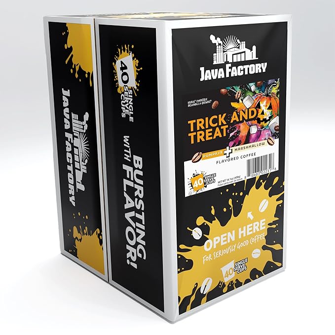 Java Factory Coffee Pods Pumpkin and Marshmallow Flavored Coffee Compatible with K Cup Brewers