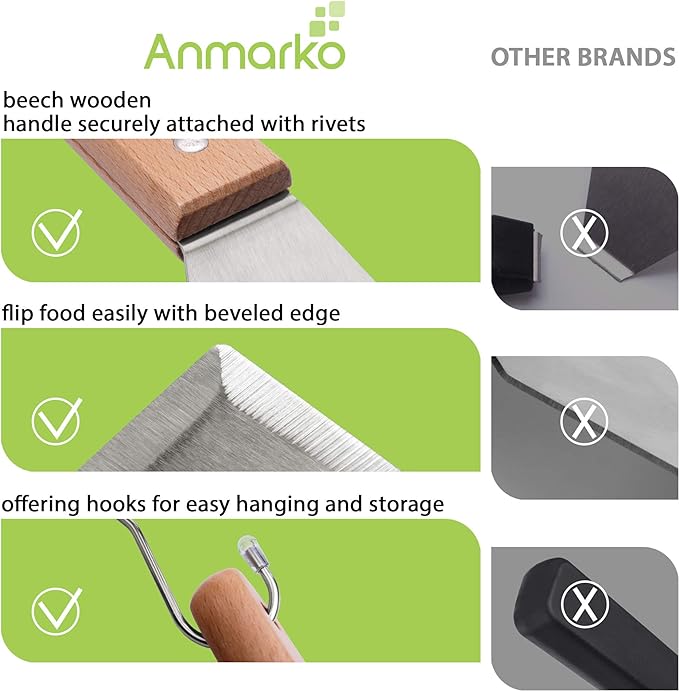 Metal Spatula Set of 6 - Griddle Accessories kit - Grill Flat Spatula Pancake Flipper Hamburger