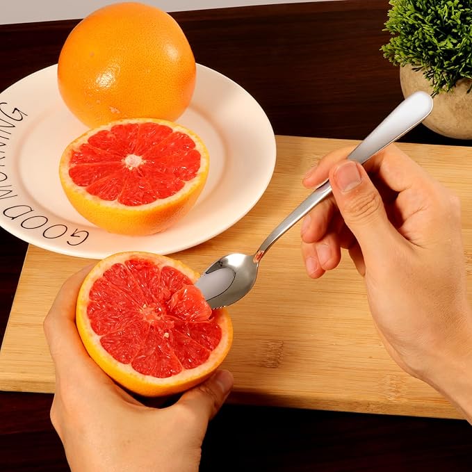 10 PCS Grapefruit Spoons, Stainless Steel Grapefruit Spoon Utensil Set, Serrated Edge & Thick Gauge