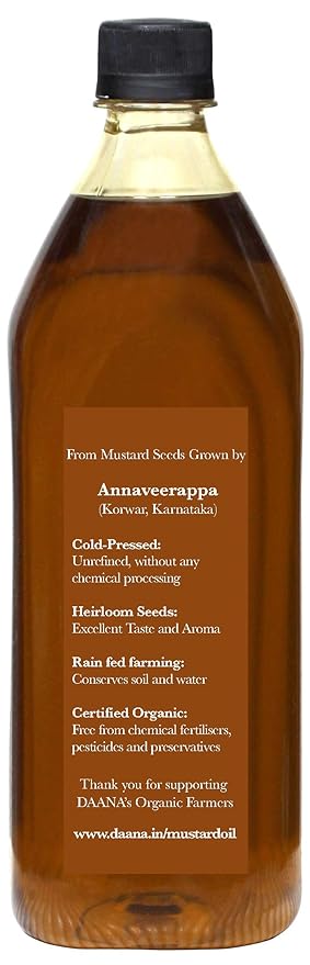 Daana Mustard Oil: CERTIFIED USDA ORGANIC, EXTRA VIRGIN, COLD PRESSED 34 Oz (Pack of 1)