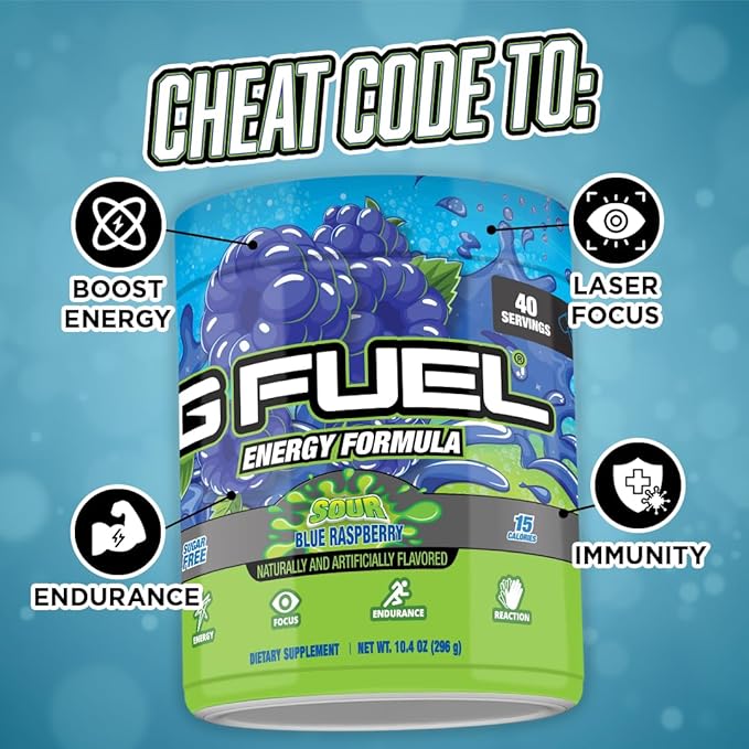 G Fuel Chug Rug Energy Drink Powder, Pre Workout Caffeine Mix for Gaming, Sugar Free Focus Amino