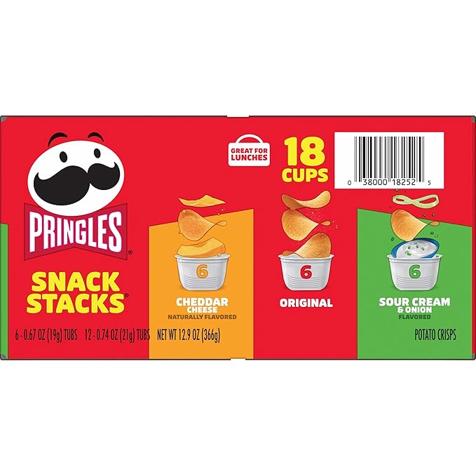 Pringles Potato Crisps Chips, Lunch Snacks, Office and Kids Snacks, Snack Packs, Variety Pack