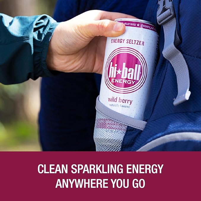 Hiball Clean Energy Drink - Wild Berry - Zero Sugar, Zero Calorie Sparkling Water with 160mg