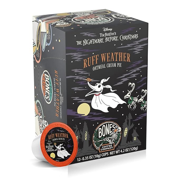 Bones Coffee Company Ruff Weather, Oatmeal Creampie Flavored Coffee Pods, Low Acid Medium Roast