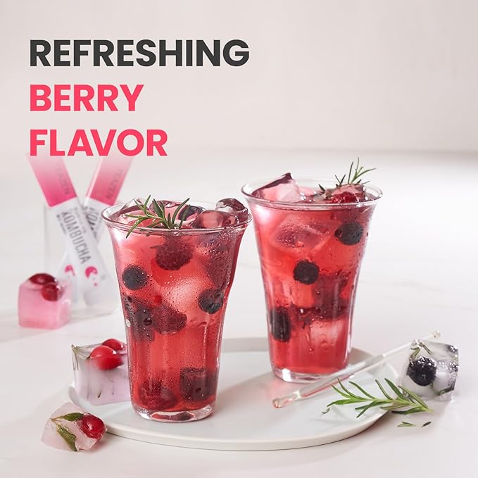 TEAZEN Berry Kombucha Tea, Hydration Drink Mix, Sugar Free, Live Probiotics & Prebiotics, 30