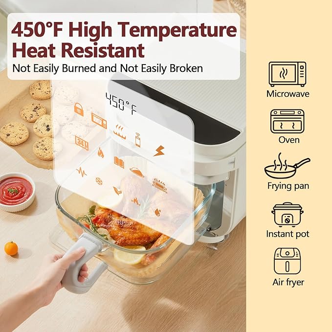 9 Inch Air Fryer Liners Disposable-200PCS Square Parchment Paper Liners,Heat Resistant &